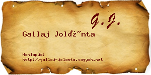 Gallaj Jolánta névjegykártya